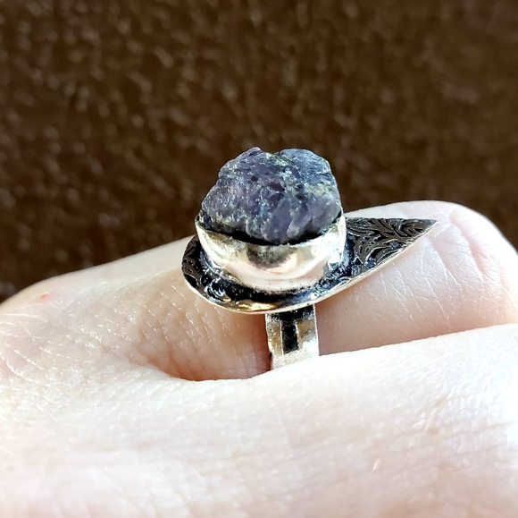 New Raw Iolite 925 Silver Ring. - Picture 3 of 12